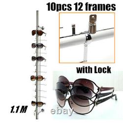 10 Pcs Lockable Eyewear Sunglasses Eyeglasses Display Stand Aluminium Optional