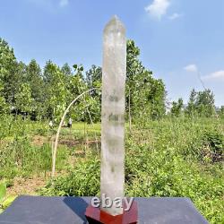 11.1LB Natural Clear Quartz Crystal Obelisk Crystal Tower Wand Point and Stand