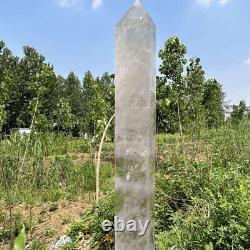 11.1LB Natural Clear Quartz Crystal Obelisk Crystal Tower Wand Point and Stand