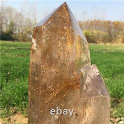 11.5LB Natural rutile Quartz Obelisk Crystal wand point +Stand ET899 -caaa-9