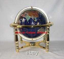 14 Blue Ocean Gold 4- leg table stand Gem MOP Gemstone World MAP globe