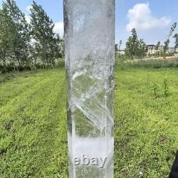 15.37LB Top Natural clear quartz Obelisk quartz crystal point wand Reiki +stand