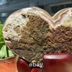 15.7LB Natural Amethyst Heart Quartz Crystal Reiki Mineral Healing+Stand