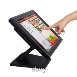 15 Metal POS Desk Stand With Hard Plastic Cover Touch Screen LCD Display Black