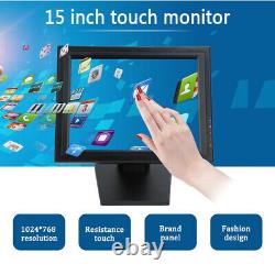 15 inch LCD VGA Touch Screen Monitor USB POS Stand Restaurant Pub Bar Retail New