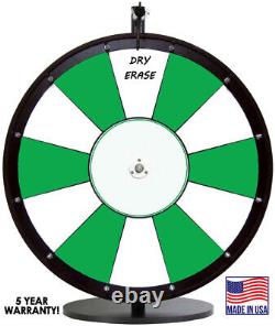 18 Green and White Color Dry Erase Prize Wheel on a Table Stand, FREE SHIPPING