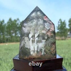 1.07kg Top Natural Ghost Obelisk quartz crystal wand point Reiki +stand XAA6