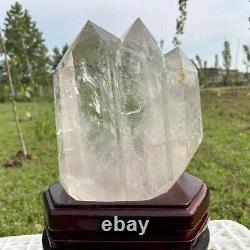 20.74LB Top Natural clear quartz obelisk quartz crystal point wand+stand WA135
