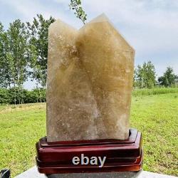 22.02LB Top Natural hair Crystal obelisk quartz crystal point wand+stand WA138