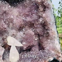25.85LB Natural amethyst geode quartz cluster crystal specimen healing +stand
