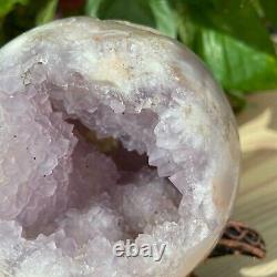 2.77LB Natural Amethyst Geode Quartz Ball Crystal Reiki Mineral Healing+Stand