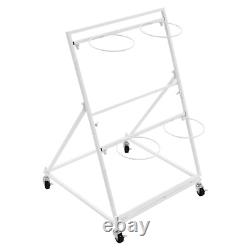 2 Layers Metal Flower Display Stand with 4 Buckets Moving Florist Bouquet Shelf