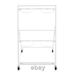 2 Layers Metal Flower Display Stand with 4 Buckets Moving Florist Bouquet Shelf