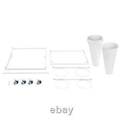 2 Layers Metal Flower Display Stand with 4 Buckets Moving Florist Bouquet Shelf