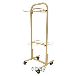 2 Layers Metal Flower Display Stand with 6 Buckets Moving Florist Bouquet Shelf