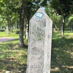 37.84LB Natural clear quartz Obelisk Quartz Crystal Point Wand +Stand WA474