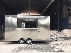 3.5M Stainless Steel Concession Stand Trailer Kitchen + Refrigerator Ship By Sea