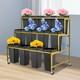 3 Layers Flower Display Stand Outdoor Plant Cart Shelf With 12PCS Buckets Wheels