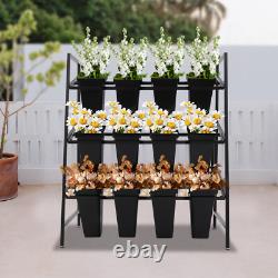 3 Layers Metal Flower Display Stand with 12PCS Buckets for Garden Florist
