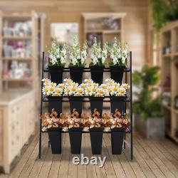 3 Layers Metal Flower Display Stand with 12PCS Buckets for Garden Florist