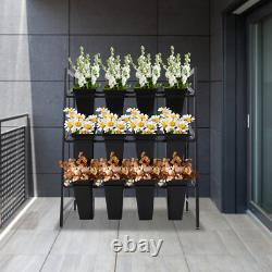3 Layers Metal Flower Display Stand with 12PCS Buckets for Garden Florist