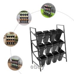 3 Layers Metal Flower Display Stand with 12PCS Buckets for Garden Florist