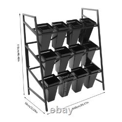 3 Layers Metal Flower Display Stand with 12PCS Buckets for Garden Florist