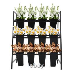3 Layers Metal Flower Display Stand with 12PCS Buckets for Garden Florist