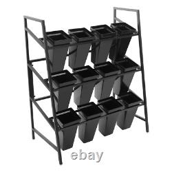 3 Layers Metal Flower Display Stand with 12PCS Buckets for Garden Florist