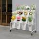 3 Tier Moving Shelf Flower Display Stand Metal Flower Display Rack + 12 Buckets