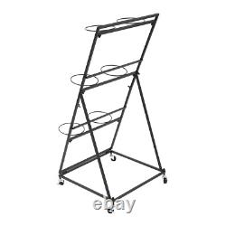 3-tier Flower Display Stand Flower Display Stand with 12 Pieces Buckets Black