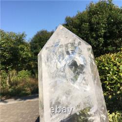 40LB Natural clear Quartz Crystal Obelisk high-quality wand point +Stand -DAA