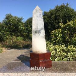 40LB Natural clear Quartz Crystal Obelisk high-quality wand point +Stand -DAA