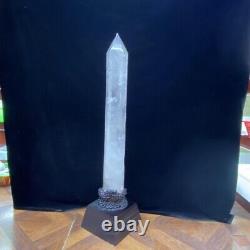 44LB Natural clear quartz obelisk quartz crystal point wand healing+stand