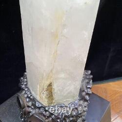 44LB Natural clear quartz obelisk quartz crystal point wand healing+stand