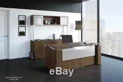 4 PIECE DESK SET Adjustable Stand Up Desk and Storage and File Cabinet and Hutch