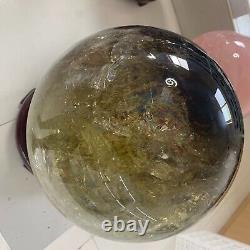 54LB Natural smoky citrine Quartz Sphere Quartz Crystal Ball Reiki Healing+stand