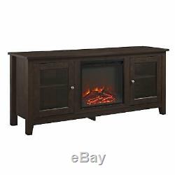65 Wood Media TV Stand Console with Fireplace Traditional Brown FREE SHIPPING