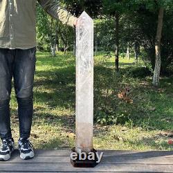 68LB Natural Clear Quartz Crystal Obelisk Crystal Tower Wand Point and Stand