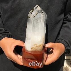 6.11LB Natural clear quartz obelisk quartz crystal point wand gem +stand XA4933