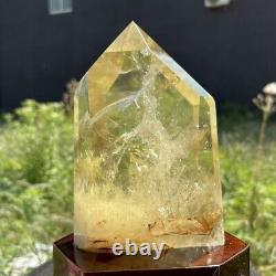 6.4LB Top Natural smoky citrine Obelisk quartz crystal point wand+stand WA175