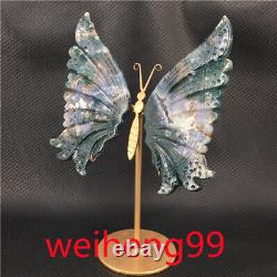6.5 Natural Carving A pair of agate wings Quartz Crystal wings + stand 1pc-5