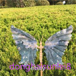 6.5 Natural Carving A pair of agate wings Quartz Crystal wings + stand Heal 1pc