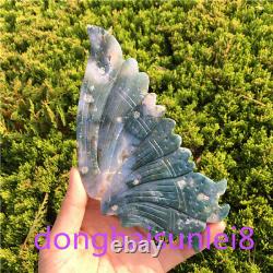 6.5 Natural Carving A pair of agate wings Quartz Crystal wings + stand Heal 1pc