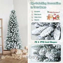 7.5 Ft Snow Flocked Luxuriant Christmas Tree Sturdy Iron Stand US Fast Shipping