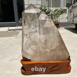 85.58LB Natural clear quartz obelisk quartz crystal point wand gem +stand XA4936