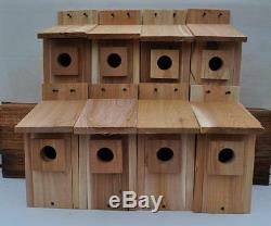 8 WESTERN BLUEBIRD BIRD HOUSES NEST. HOLE SIZE 1 9/16. Free shipping handmade