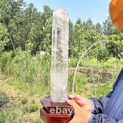 9.1LB TOP Natural clear quartz Obelisk quartz crystal wand point+stand WA376
