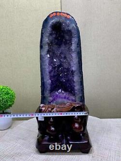 A++36.96LB Natural Amethyst geode quartz cluster crystal specimen healing+stand