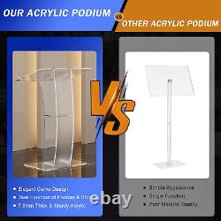 Acrylic Clear Podium Transparent Church Pulpit Plexiglass Lectern Stand Weddin